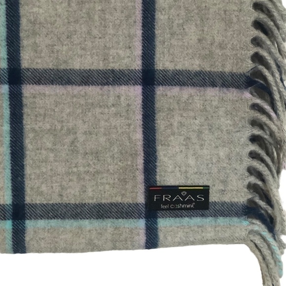 Fraas Feel Cashmink Fringed Infinity Scarf Light Grey Plaid - Picture 2 of 6